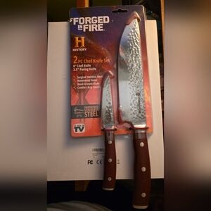 Forged in Fire 2PC Chef Knife Set with Brown Handles
